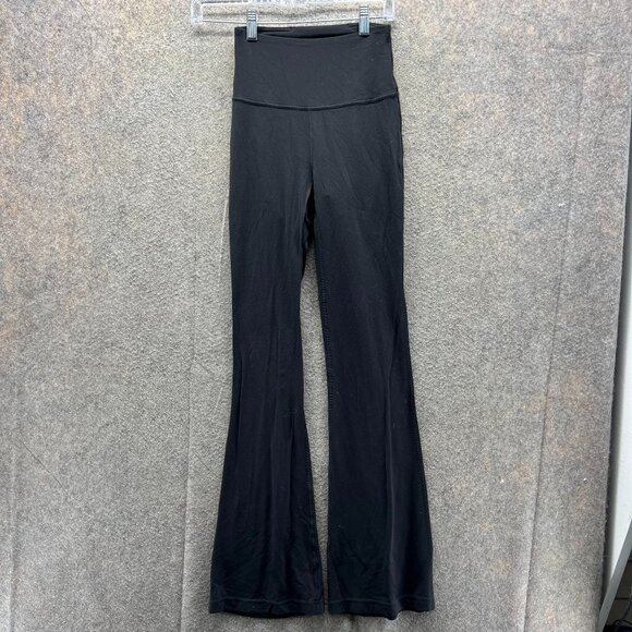 Lululemon Pants Womens 2 Black Flare High Rise Stretch Leggings Gym Yoga Bootcut - Picture 1 of 11
